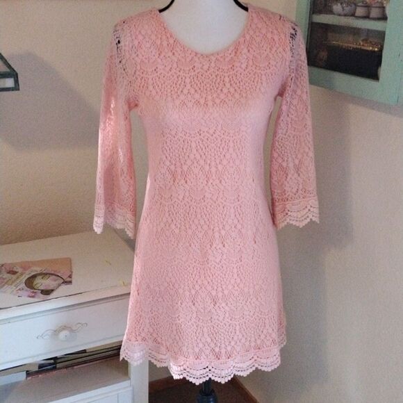 Divided Light Coral Lace Dress Soft Girl - Picture 1 of 9